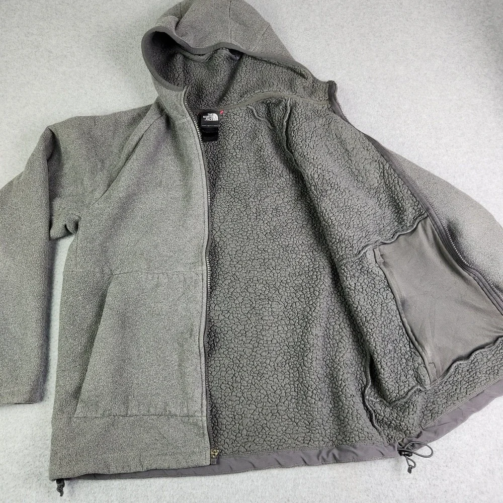 The North Face Fleece Hoodie Mens Medium Gray Sherpa Lined Activewear Full‎ Zip